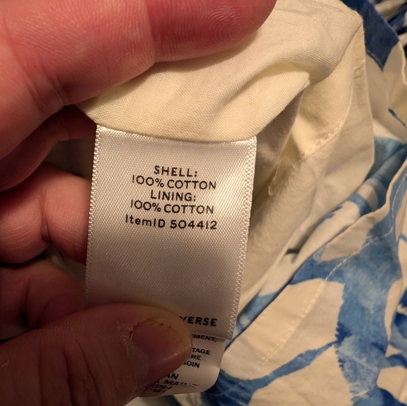 LL Bean Signature Dress w/ Belt.  Women's 16. Side Zip, V-Neck, Bird Pattern - Picture 4 of 5